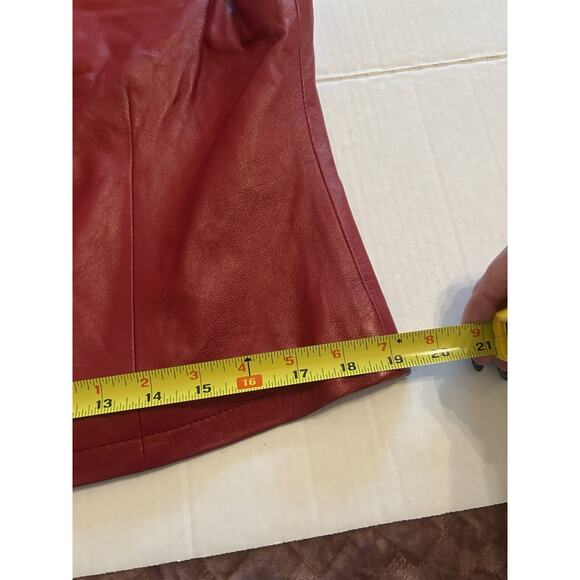 Women's Vintage Y2k Saguaro Red Leather Zip Up Lined Biker Vest Jacket Sz Large - Picture 13 of 14